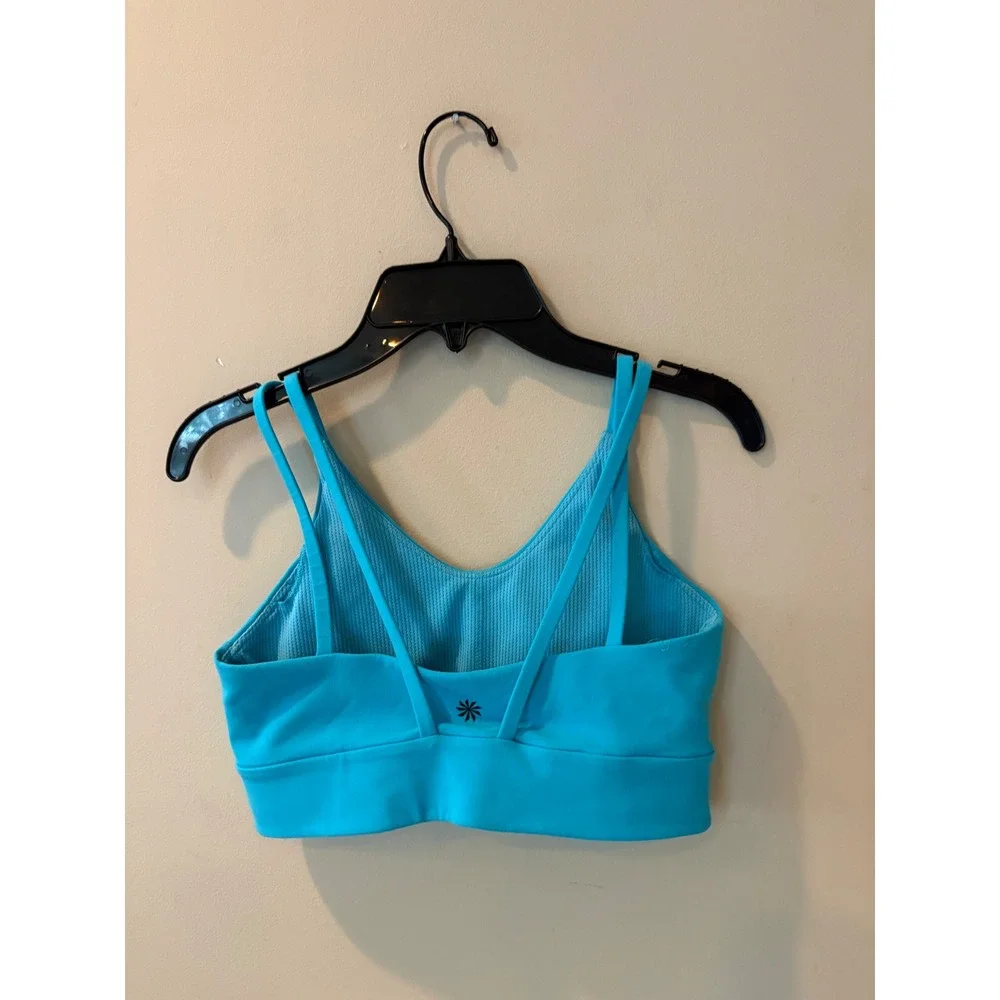 Athleta Girl Cyan Blue V-Neck Multi-Strap Racerback Sports Bra Size L 12